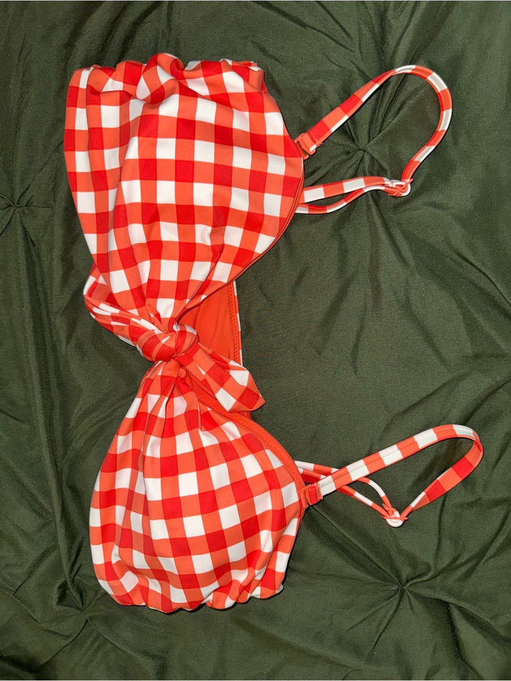Aerie Red and White Gingham Bikini Top